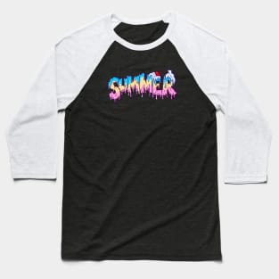 Ice Cream Summer Typography Baseball T-Shirt